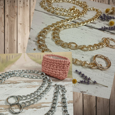 Catena tracolla e moschettoni per borsa uncinetto pochette 110-120 cm