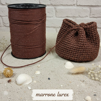 marrone oro tripolino thai cordino lurex brillantinato lamè glitter per bijoux borse uncinetto progetti amigurumi crochet cordoncino Natale bags luccicanti dorate clutch pochette sera cerimonia