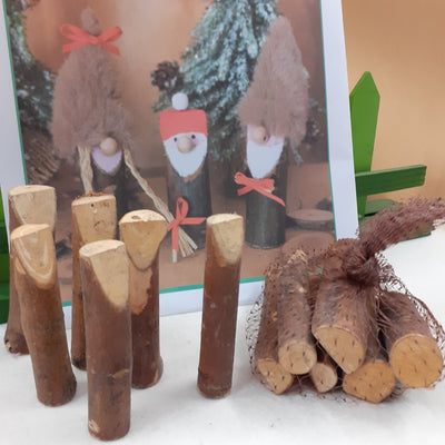 Tronchetti legno decorativi lavoretti Natale gnomi e centrotavola