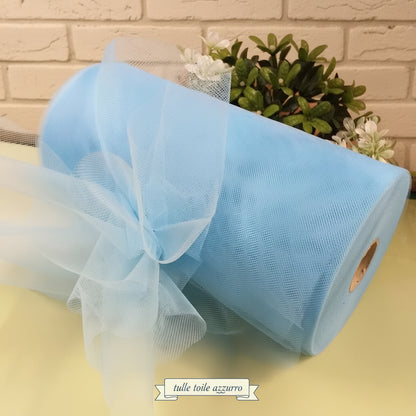 azzurro celeste bimbo tulle rete traforato fioristi tessuto in runner e rotolo decorativo cucito creativo hobby fai da te bomboniere allestimento uso cucire bamboline di stoffa e pezza creare fiocchi coccarda nascita