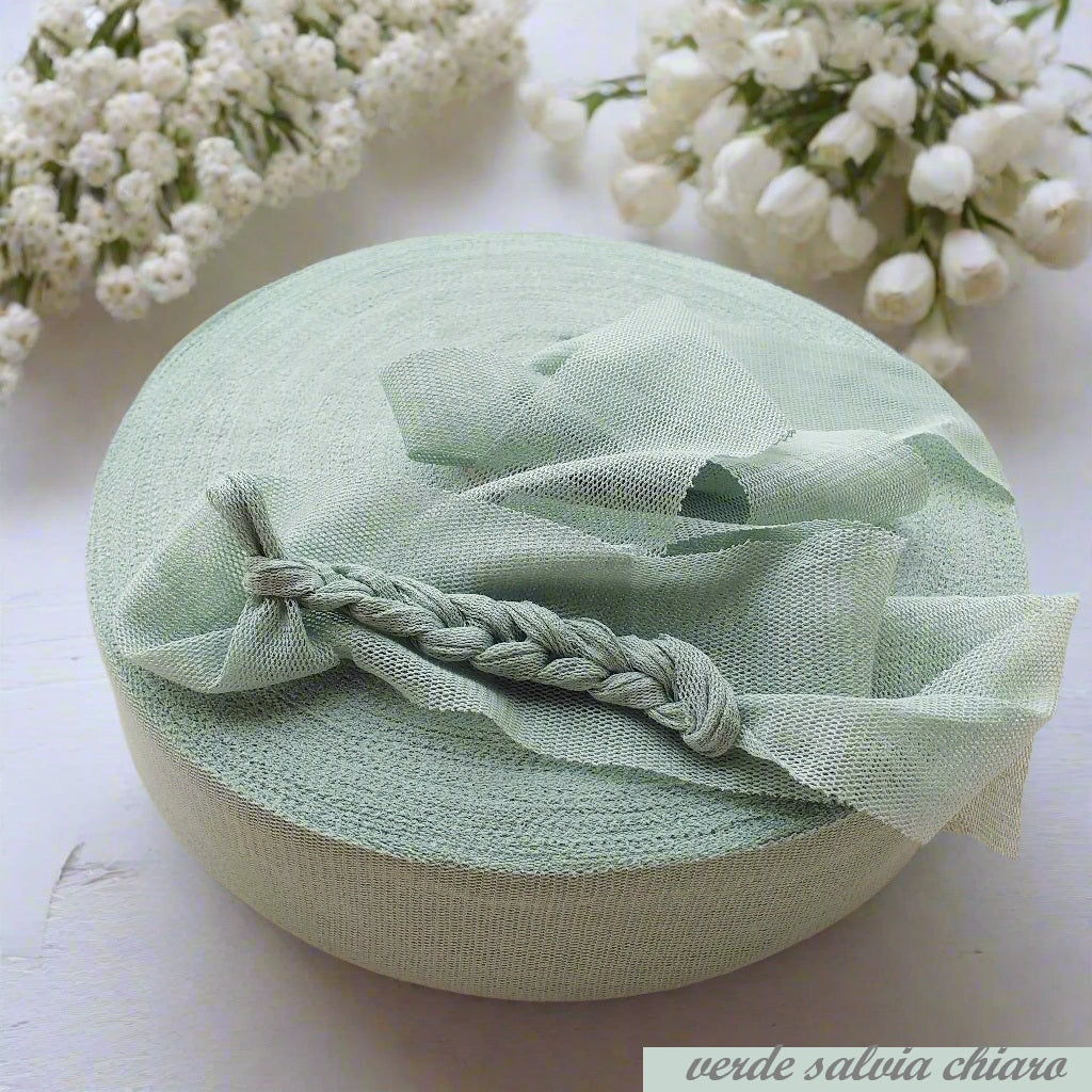 verde-salvia chiaro tulle di lycra-maglina piatta alta larga filato uncinetto per creazioni borse culle port enfant cestini tappeti cuscini pochette clutch bags