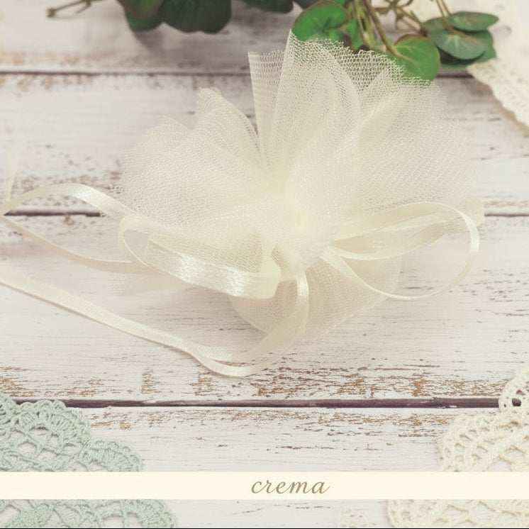 colore crema sacchetti portaconfetti centrini organza bomboniere fai da te doppio tulle velo tirante nastrino uso facile confezione confetti matrimonio prima comunione battesimo nascita laurea