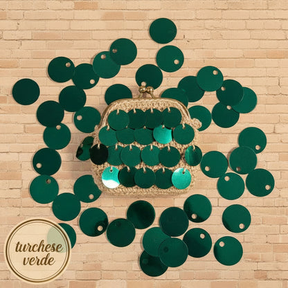 turchese verde paillettes grandi foro alto per borse uncinetto e fai da te