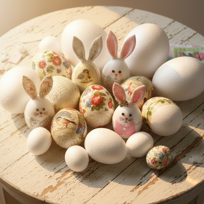 Uova polistirolo da rivestire decorare decoupage decorazioni Pasqua