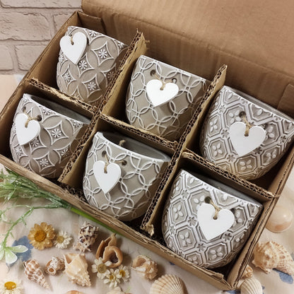 cartone da spedire vendita online colore tortora cuore bianco decorazioni varie assortite vasetto porta piantina fiori bomboniera utile composizioni fioristi da confezionare fai da te festa della mamma