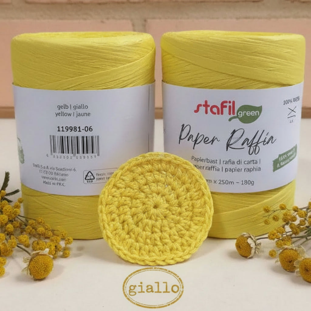 rafia per borse uncinetto naturale colorata filo per cestini gomitolo giallo paper raffia di carta stafil green 5 mm 220 metri 180 g
