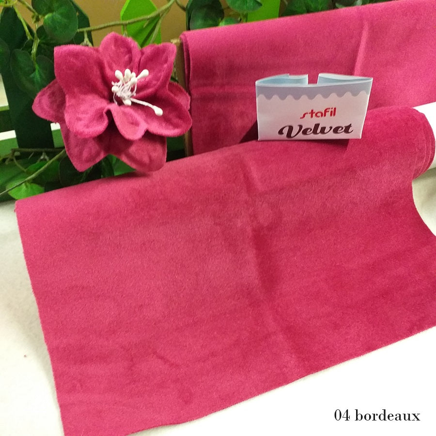 giglio fiore bordeaux rosato Natale tessuto Stafil velluto velvet uso cucito creativo pupazzi palline albero fiocchi natalizi decorazioni addobbi packaging vetrinistica