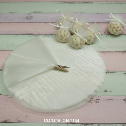 bianco panna avorio colore tulle bomboniere fai da te tondo velo di fata organza smerli veletti centrini cerchi per confetti confezionare oggetti sacchetti uso hobbistica creativa lavoretti cucito bambole