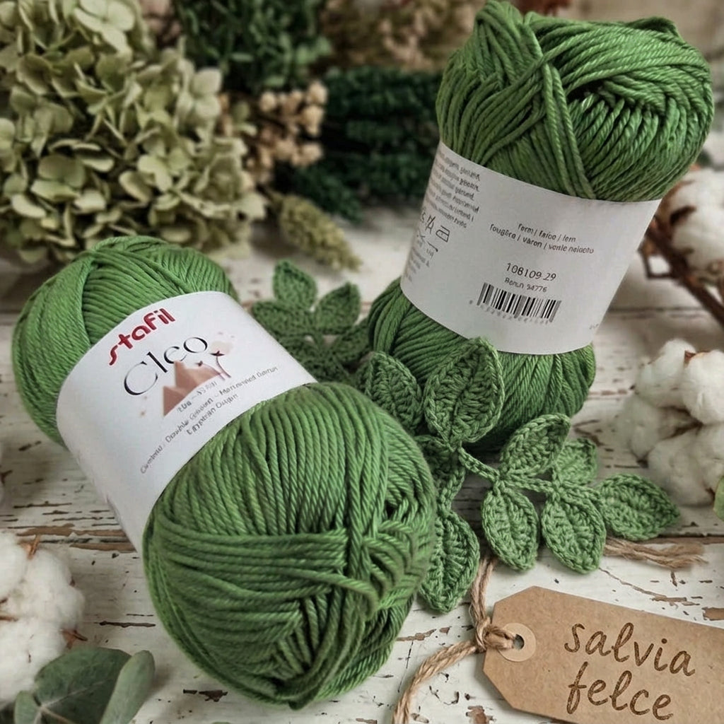 Cleo Stafil cotone grosso spesso per uncinetto lavori a maglia colore salvia felce