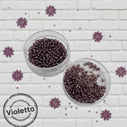 violetto perline di conteria rocailles interno argentato 8-0 grandi