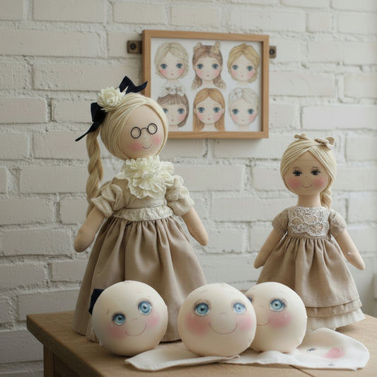 visi stampati renkalik tessuto faccine maglina dipinte disegnate uso creare testine bambole di stoffa pezza pupazzi Babbo Natale lovely