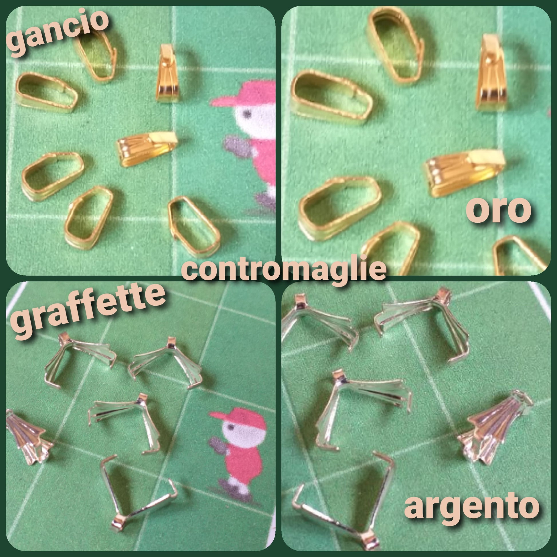 contromaglie anellini graffette e gancio minuterie bijoux fai da te lavorazione perline gioielli