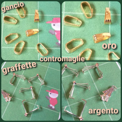 contromaglie anellini graffette e gancio minuterie bijoux fai da te lavorazione perline gioielli