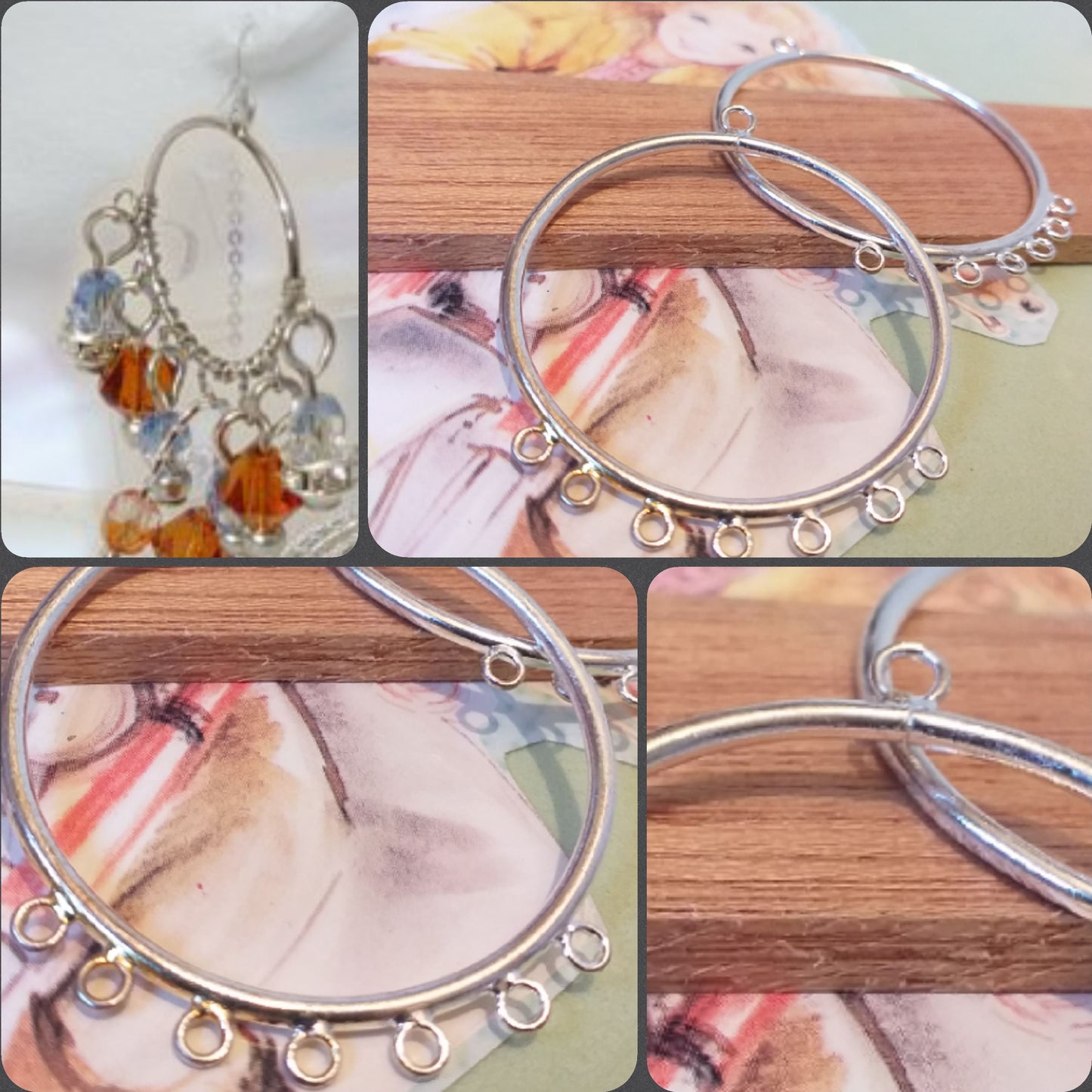anelloni di filo minuteria bigiotteria orecchini fai da te basi argentate saldate cerchi anelli metallo colore argento per creare orecchini perline swarovski