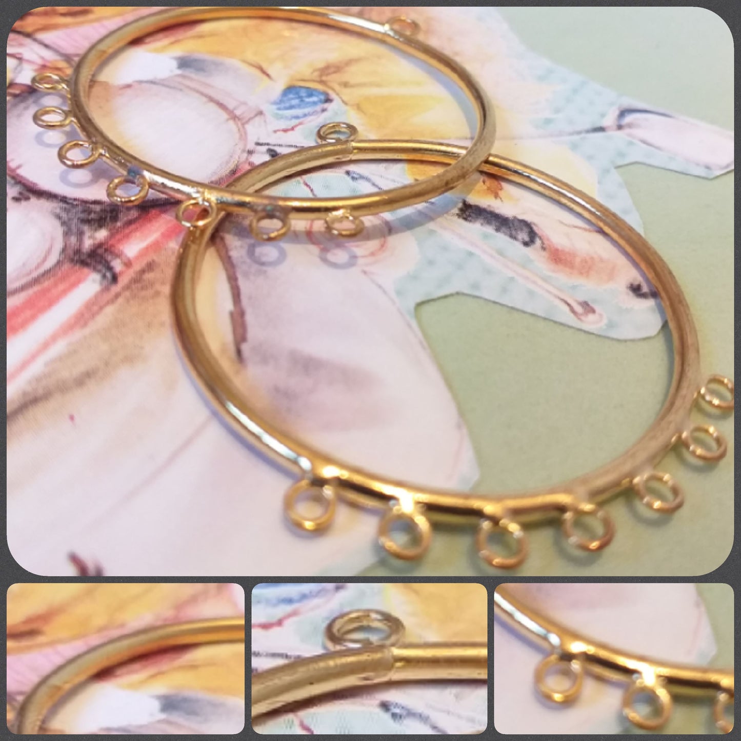 anelloni di filo minuteria bigiotteria orecchini fai da te basi dorate saldati cerchi anelli metallo colore oro per creare orecchini perline swarovski