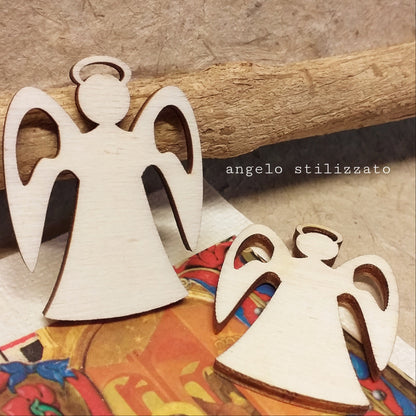 angelo legno stilizzato piastrine legnetti applicazioni decorazioni ciondoli fai da te bomboniere sacre religiose simboli comunione cresima battesimo ricordini souvenir pensierini catechiste maestre