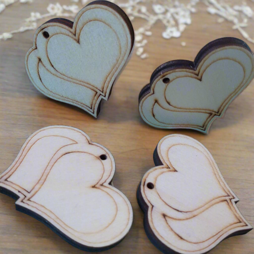 piastrine legnetti cuore doppio ciondolo di legno naturale per bomboniere matrimonio anniversario fai da te applicazioni decorazioni scrapbooking and scrap Art uso addobbi hobbistica lavoretti creativi