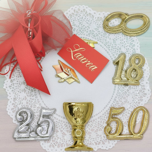 numero 18 25 50 tocco laurea calice comunione fedi matrimonio applicazioni bomboniere fai da te simboli in plastica per confezioni con etichette tag