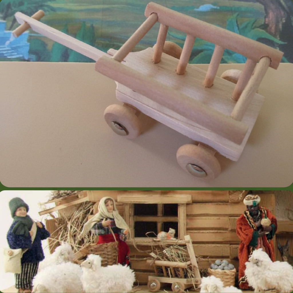 carro legno arredi Presepe accessori miniature mini giardino micro paesaggio con statuine diy decorazioni artigianali uso complementi bonsai piantine perline