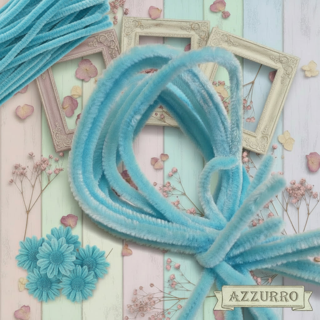 azzurro baby fili di ciniglia scovolini decorativi per hobby creativi lavoretti bambini ferretti modellabili bastoncini ferro animato metallo steli ad uso addobbi natalizi creazioni animaletti braccia bambole angioletti gnomi folletti fiori