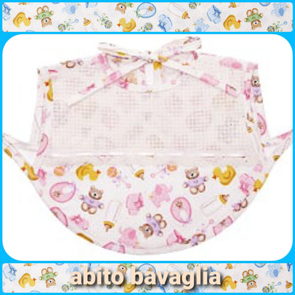 Abitino bavaglia mangiapappa articoli da ricamo punto croce per bambini e bambine con tela Aida da ricamare