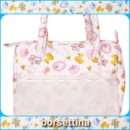 Borsettina porta oggettistica bambini e bambine da ricamare a punto croce articoli tessili prima infanzia biancheria cameretta e cambio pannolino