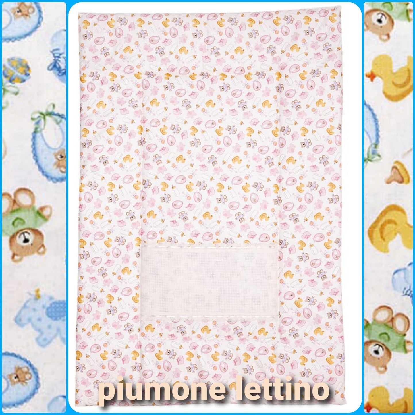 Piumone lettino punto croce bambini articoli da ricamo con tela Aida Baby orsacchiotti corredino cameretta prima infanzia biancheria