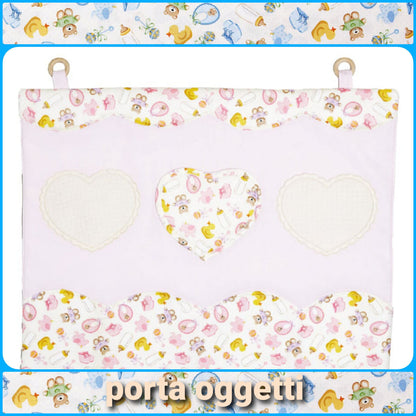 Portaoggetti articoli ricamo punto croce bambini bambine con tela Aida corredino cameretta prima infanzia biancheria