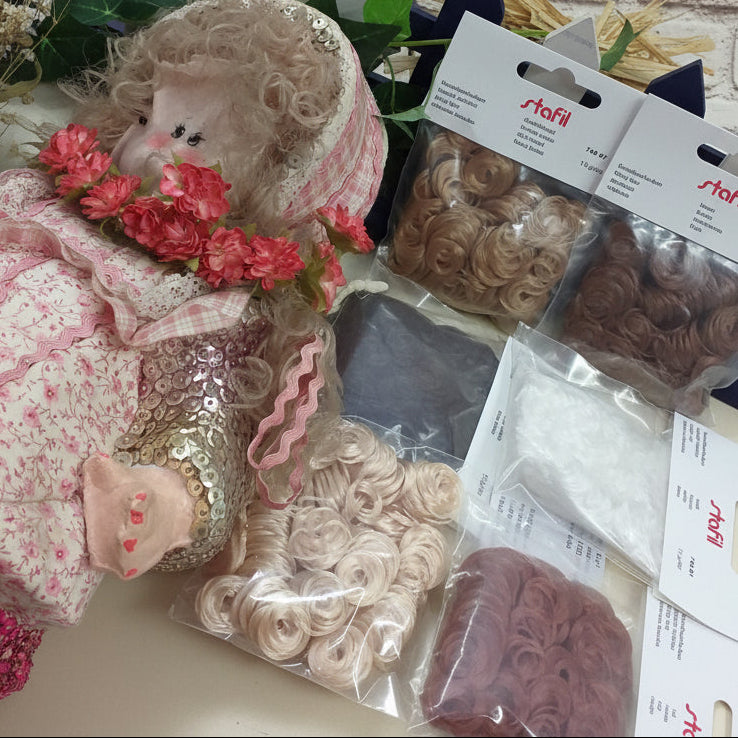bustine di boccoli di parrucche capelli sintetici ricci fai da te bambole di pezza uncinetto stoffa amigurumi acconciature angeli angioletti follettine fate dei fiori