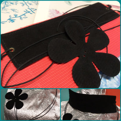 base per collana ecopelle colore nero componenti bigiotteria con chiusura di cordoncino, girocollo con fiore da cucire per incollare perline ciondoli charms