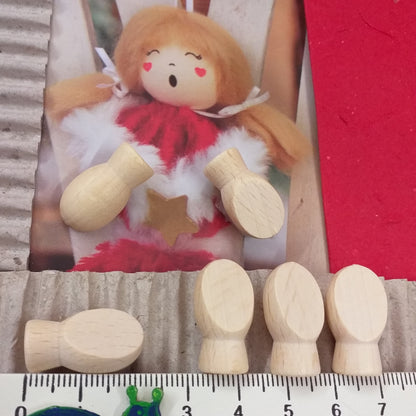 basi accessori fai da te set mani legno sagome forme stampi creare bambole Natale pupazzi di stoffa gnomi di pezza feltro follettine angioletti, wooden craft shapes
