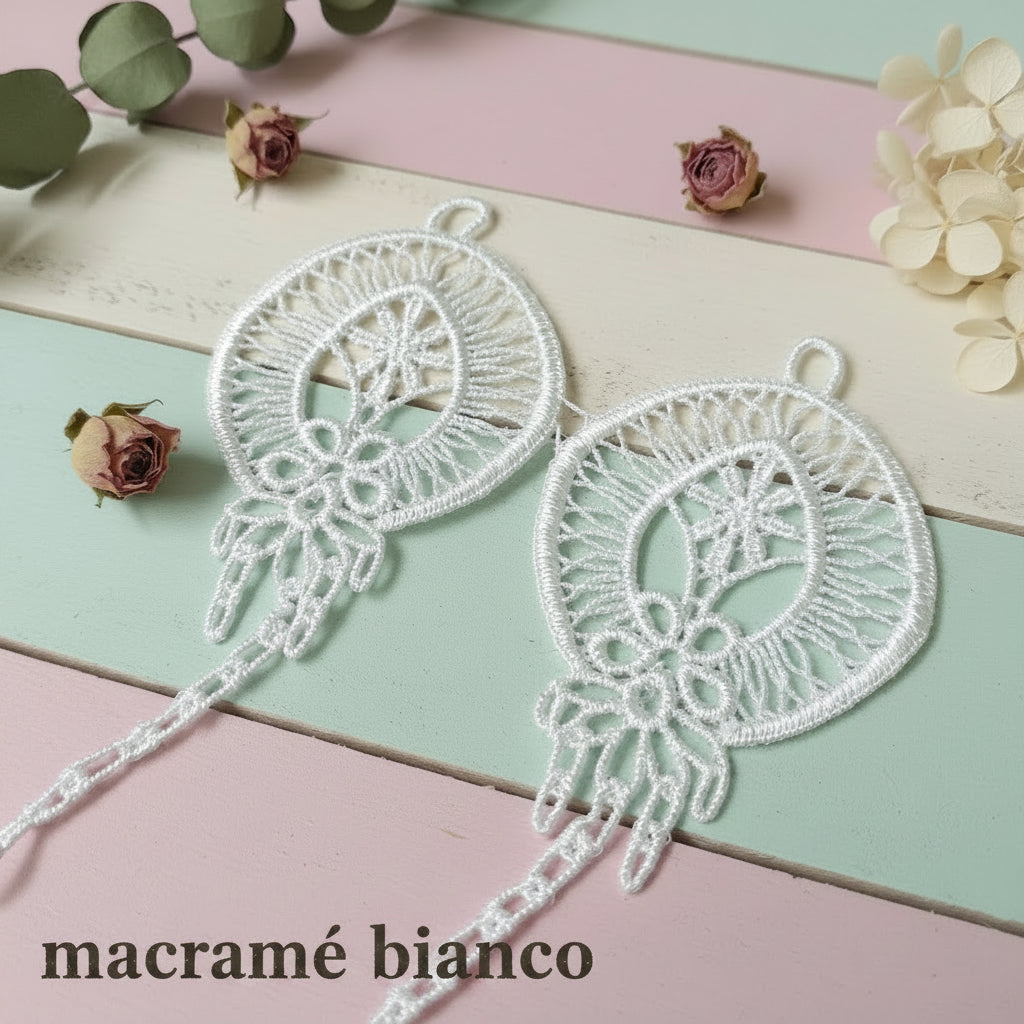 ovali basi per bigiotteria orecchini bijoux ciondoli filigrane macramè bianchi
