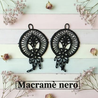 ovali basi per bigiotteria orecchini bijoux ciondoli filigrane macramè colore nero