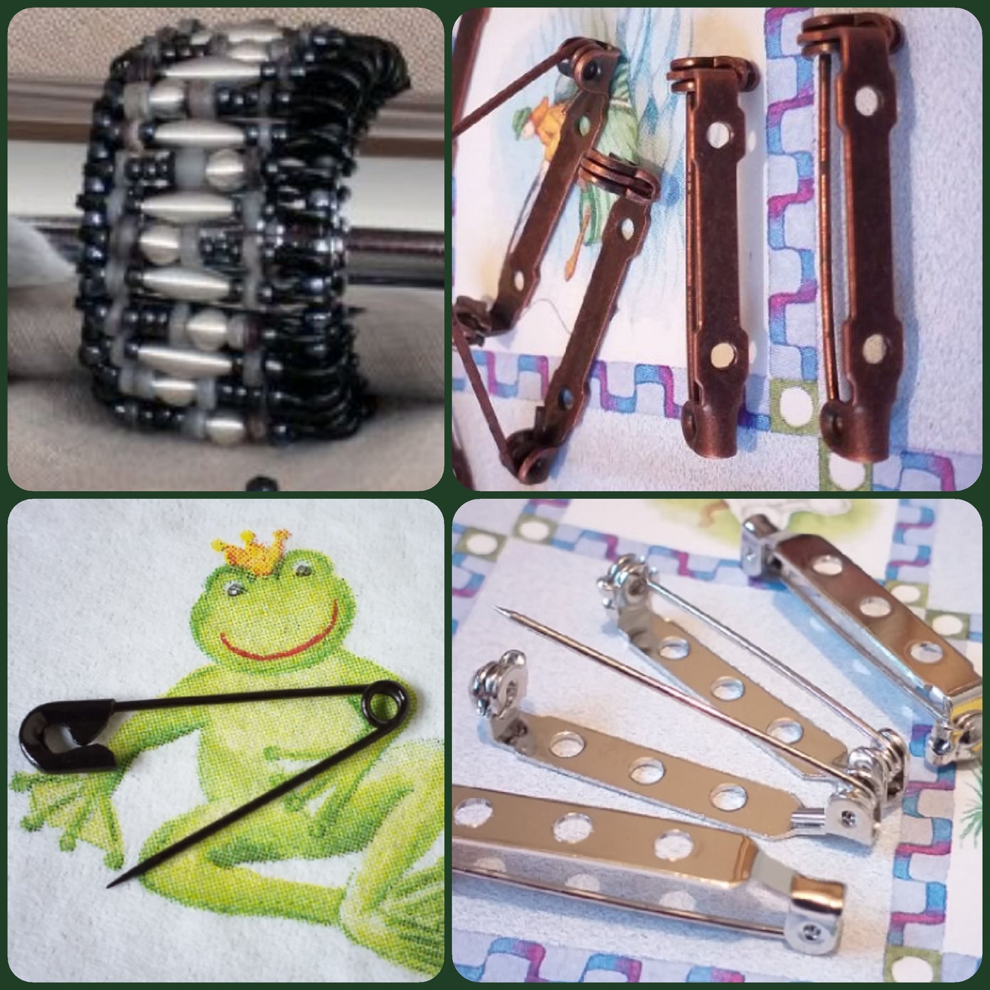 basi per spille componenti bigiotteria hobby creativi fai da te con barretta forata ago di sicurezza idea bracciale di perline con spilline