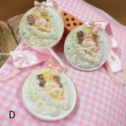ciondolo femminuccia bebè bimba  shop online negozio ricordini oggettini regalini bomboniere baby shower nascita Battesimo assortimento rosa bianco