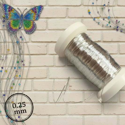 0.20 mm filo colore argento uso creazioni fiori perline bigiotteria gioielli collane composizioni fioristi hobby creativi bijoux