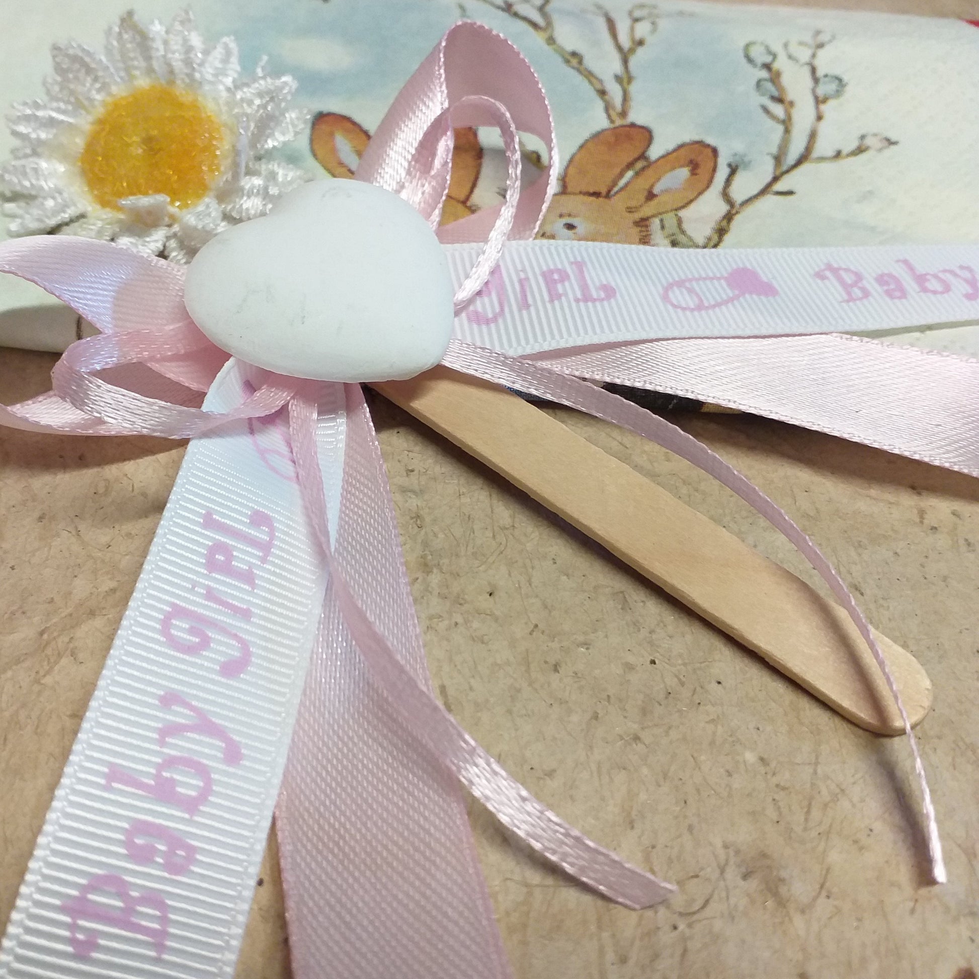 baby girl offerta bomboniere 1 euro segnalibro rosa su stecco gelato gessetto cuore margherita per nascita bimbe femminucce babyshower battesimo primo compleanno