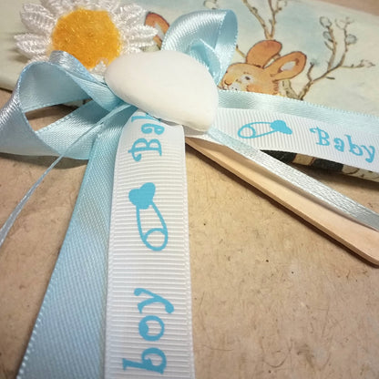 baby boy offerta bomboniere 1 euro segnalibro su stecco gelato gessetto cuore margherita per nascita bimbi maschietti babyshower battesimo primo compleanno