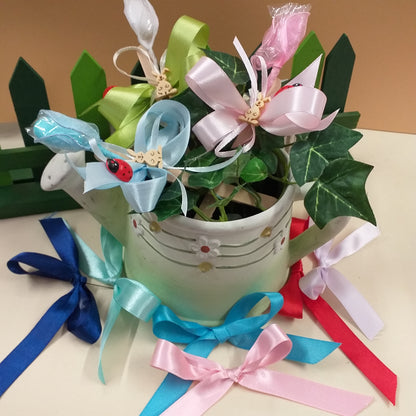 per gemellini rosa bimba celeste bimbo maschietto applicazione ciondolo legno coniglietto bebè palloncini cuoricini confezionata bomboniera offerta 1 euro nascita babyshower segnaposto battesimo confetto monoporzione foglia tulle coccarda nastro