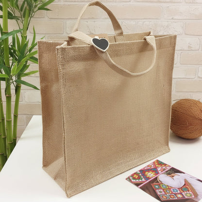 borsa juta da rivestire ad uncinetto di mattonelle piastrelle granny base iuta impermeabile da shopper portatile per la spesa da decorare ricamare dipingere pittura decoupage grande rettangolare estiva mare