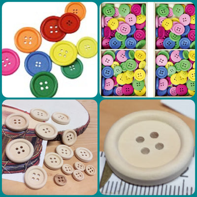 Bottoni decorativi colorati legno hobbistica bambole lavoretti bambini