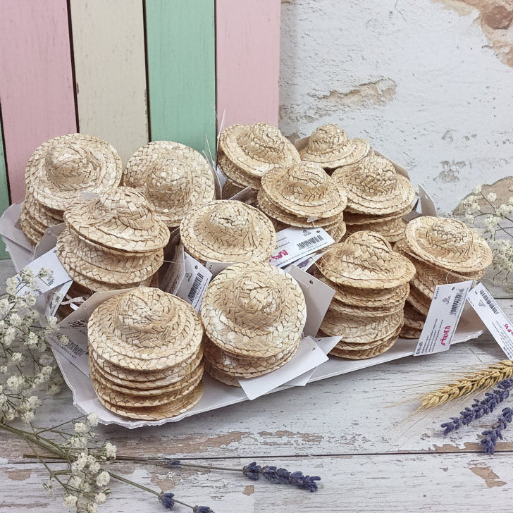stock offerta cappellini bomboniere paglia di rafia uso segnaposto e segnalibro fai da te chiudipacco confezione regalo accessori casa delle bambole mini dolls
