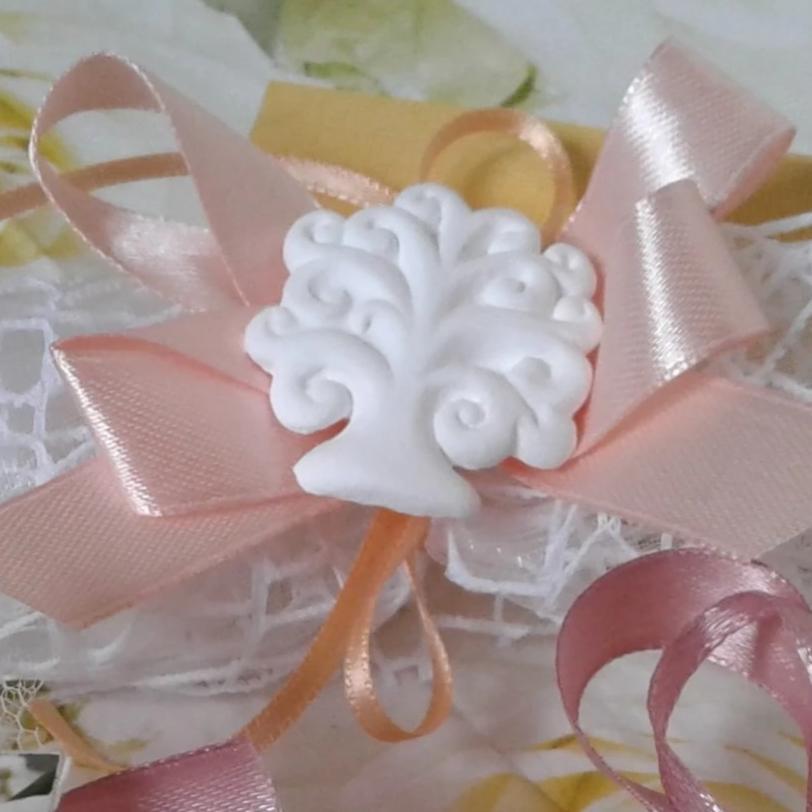 doppia coccarda gessetto albero della vita per bomboniera caramella matrimonio battesimo comunione