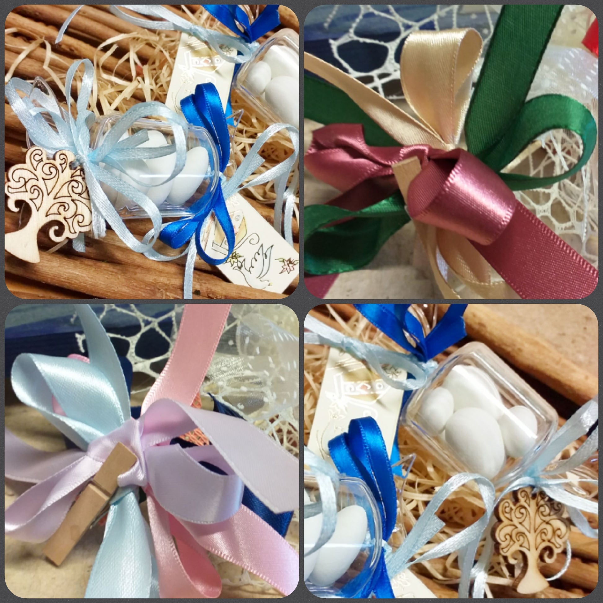 albero della vita legno colori nastri per bomboniere scatoline caramelle portaconfetti plexiglass confezione bimbo comunione bimba cresima battesimo