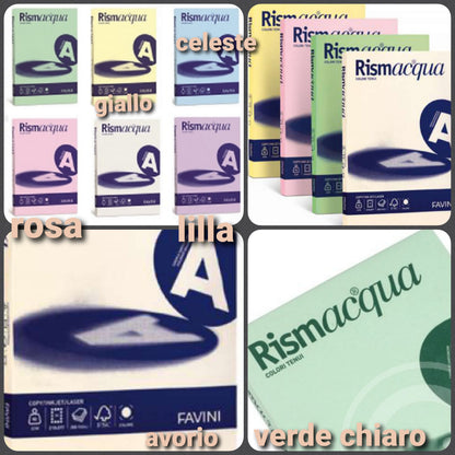 Rismacqua Favini carta colorata A4 da stampare risma fogli cartoncino inviti biglietti