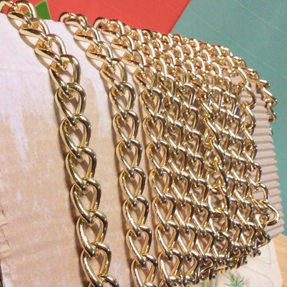 catenella bigiotteria bijoux borse collane bracciale maglia dorata non saldata metallo colore oro uso creare manici uncinetto con fettuccia corda cordoncino rafia spago