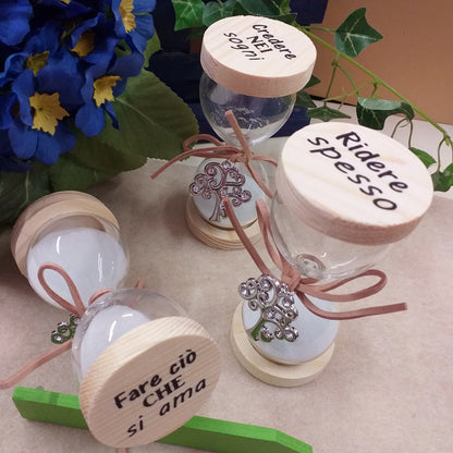 albero della vita cordino pelle e oggettistica regalo collezionismo bomboniera ricordini souvenir italiani uso confezionamento confetti clessidra vetro legno frasi stampate vetrinistica packaging