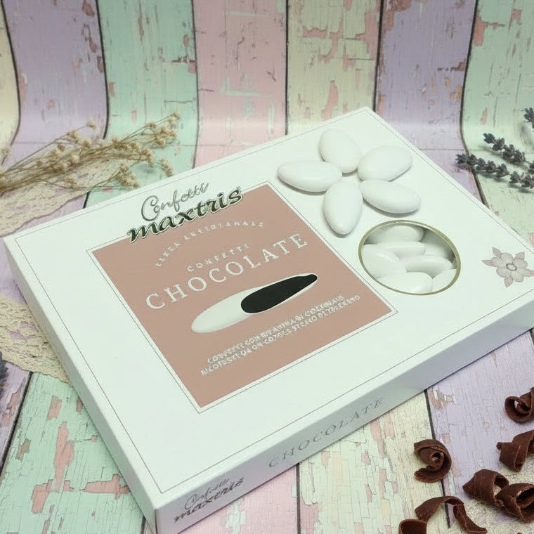 linea artigianale confetti cioccolato maxtris bianchi chocolate fondente per fai da te bomboniere e confettata consigliati anniversario matrimonio battesimo cresima prima comunione