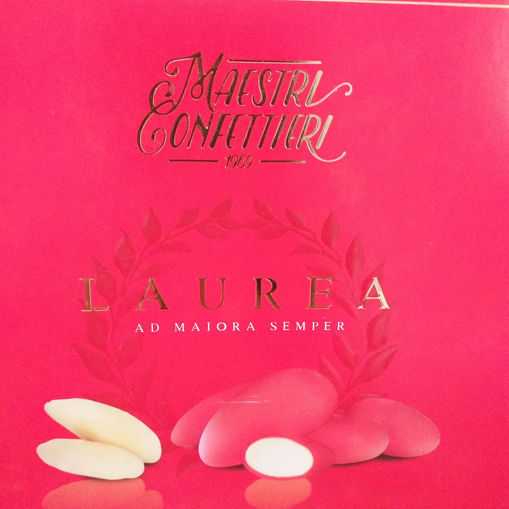 ad maiora semper Maxtris 1 kg scatola confetti mandorla classica rossi laurea per confettata e fai da te bomboniere