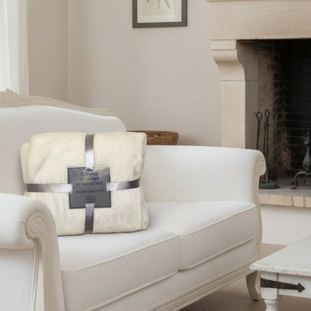beige idee regalo Natale coperta premium pile di microfibra plaid divano e letto singolo